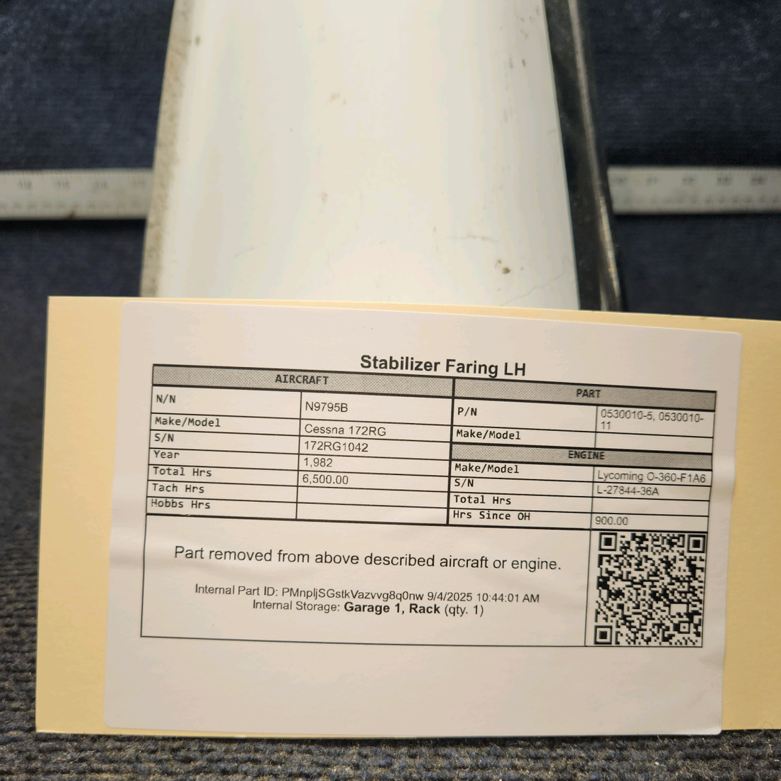 Used aircraft parts for sale, 0530010-5 Cessna 172RG Stabilizer Faring - LH