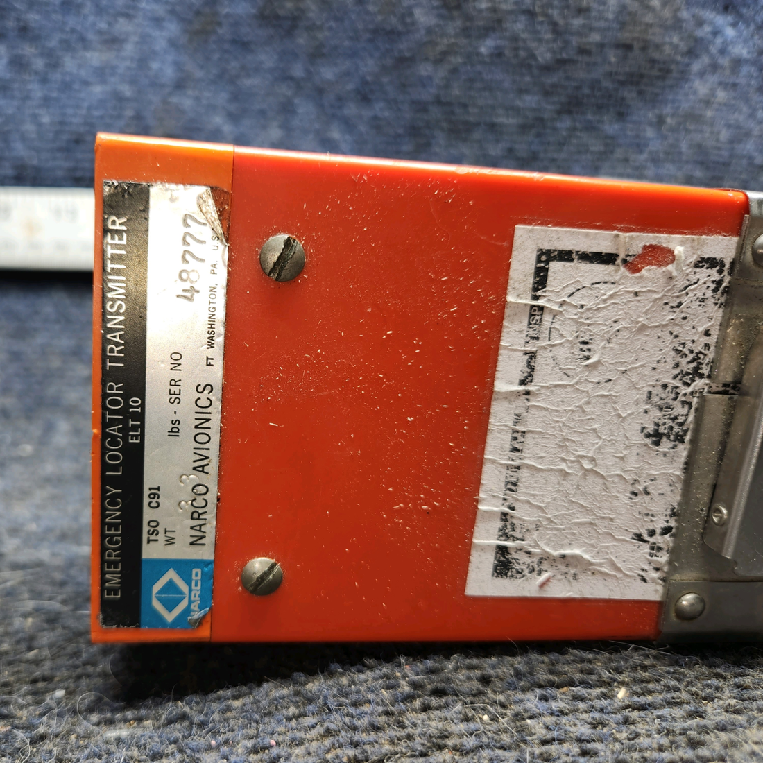 Used aircraft parts for sale, ELT-10 Narco Avionics cessna 150G Emergency Locator Transmitter 121.5 MHz