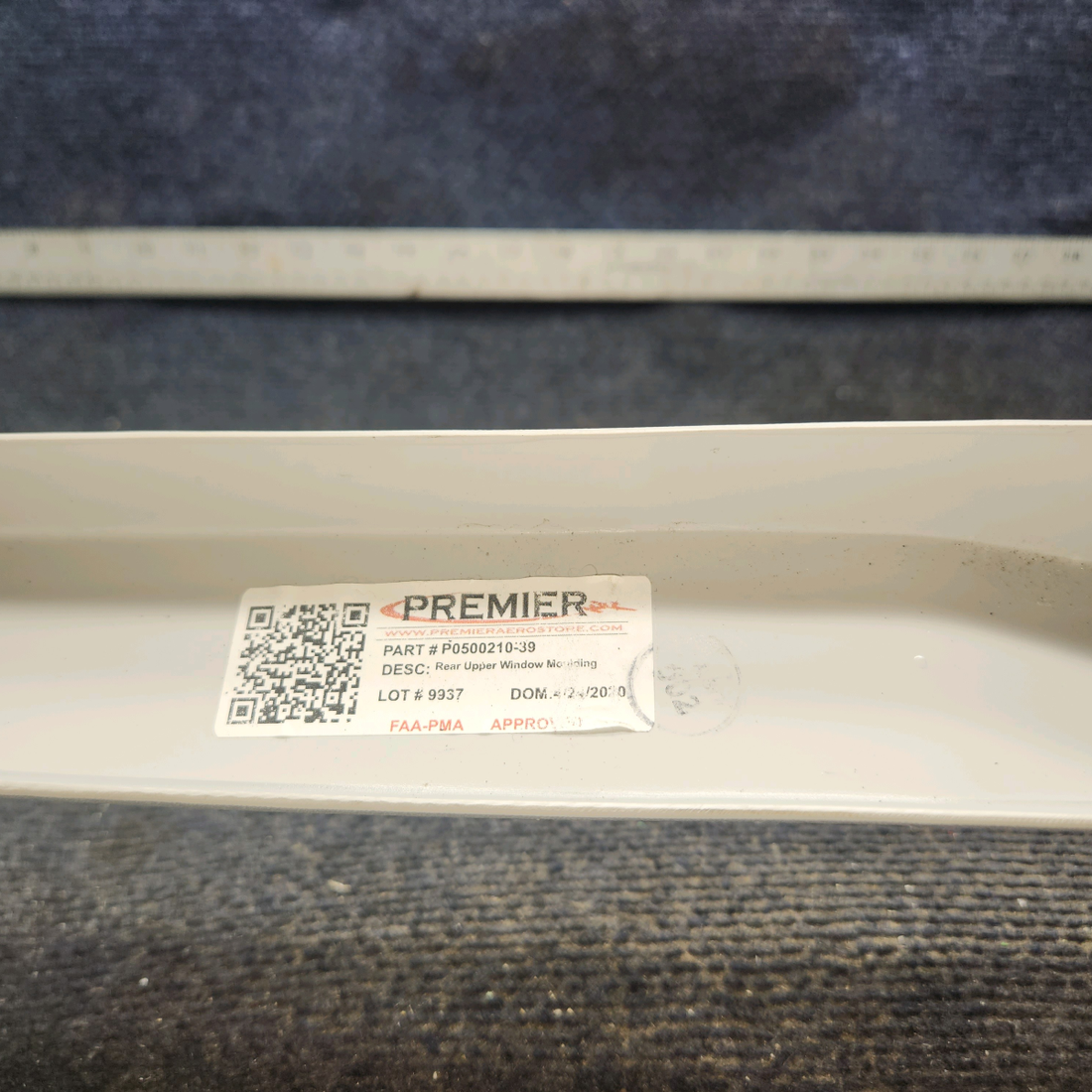 Used aircraft parts for sale, P0500210-39 Premier Aero Cessna 172E Rear Upper Window Molding