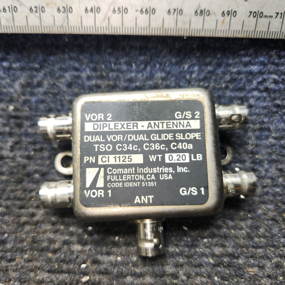Used aircraft parts for sale, CI-1125 Comant Cessna 172E Antenna Diplexer Dual VOR and Dual Glideslope