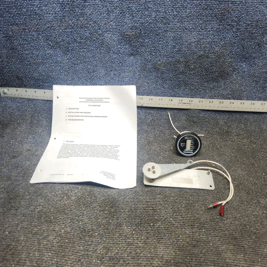 Used aircraft parts for sale, 6000-0900, 5000-0500 Visual Instruments cessna 172k Flap Position Indicator – Sender and Display