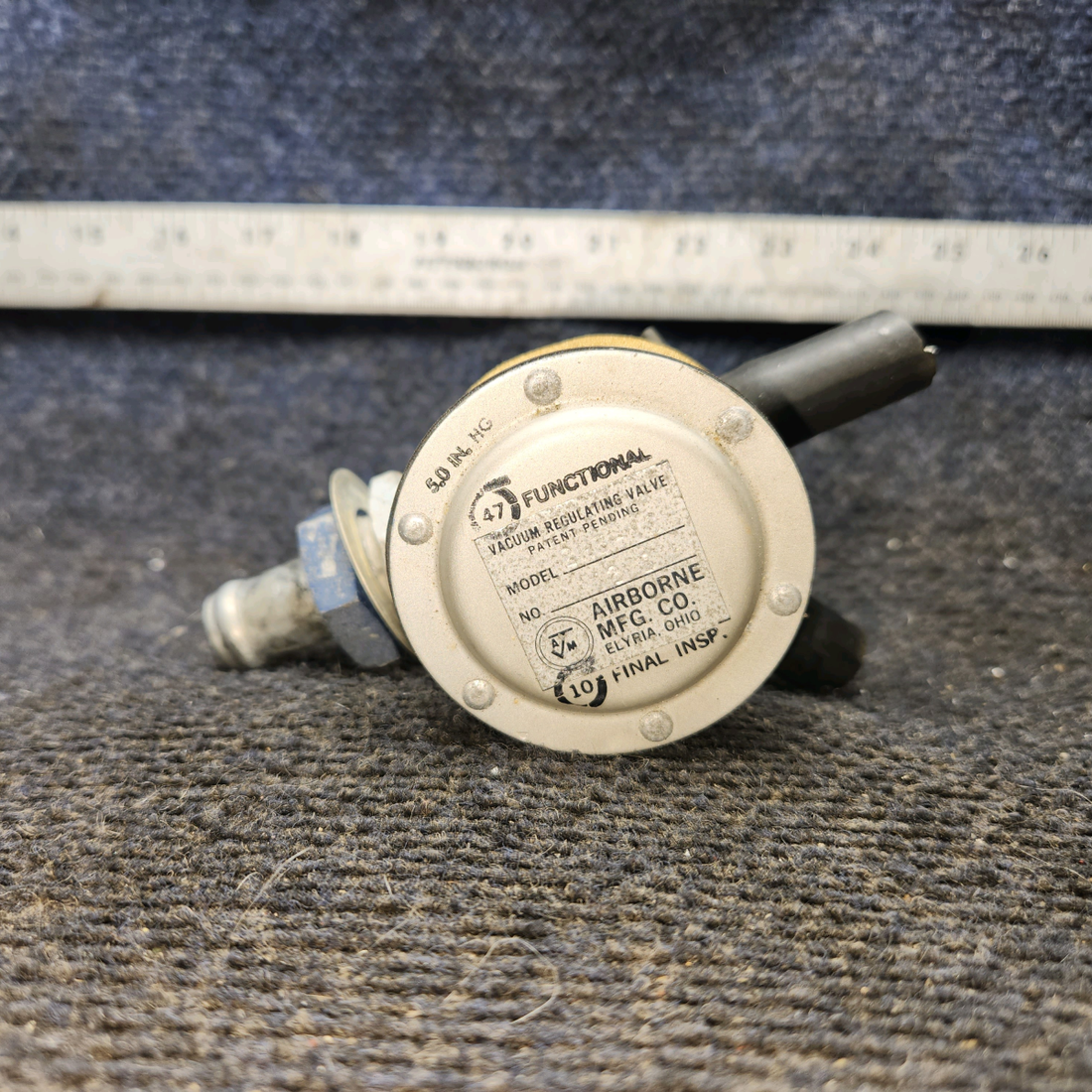 Used aircraft parts for sale, C482001-0401 Airborne MFG cessna 172N Vacuum Regulator Valve Assembly