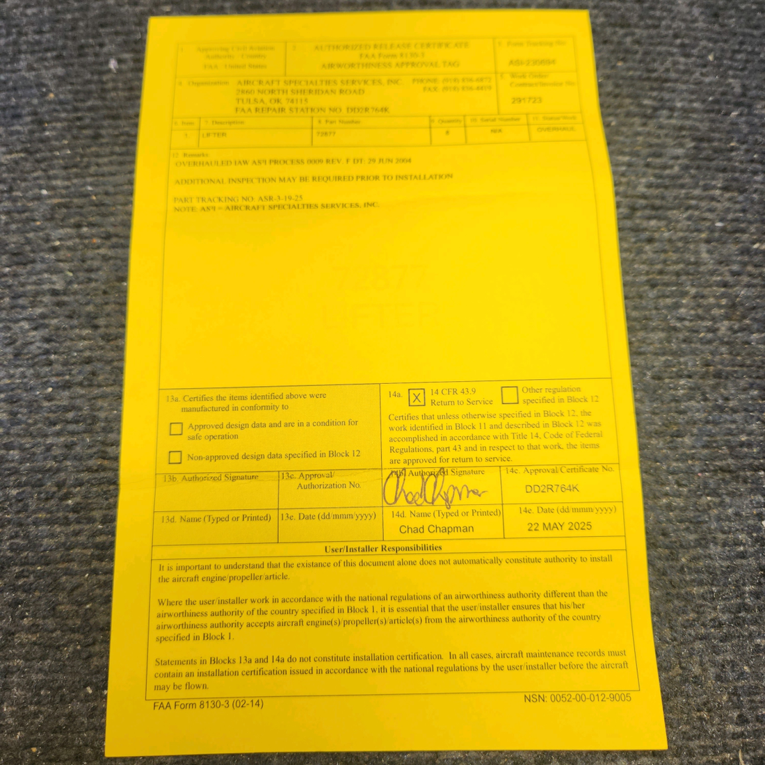 Used aircraft parts for sale, 72877 Lycoming 0-320 CESSNA 172K Lifter- Full Set of 8