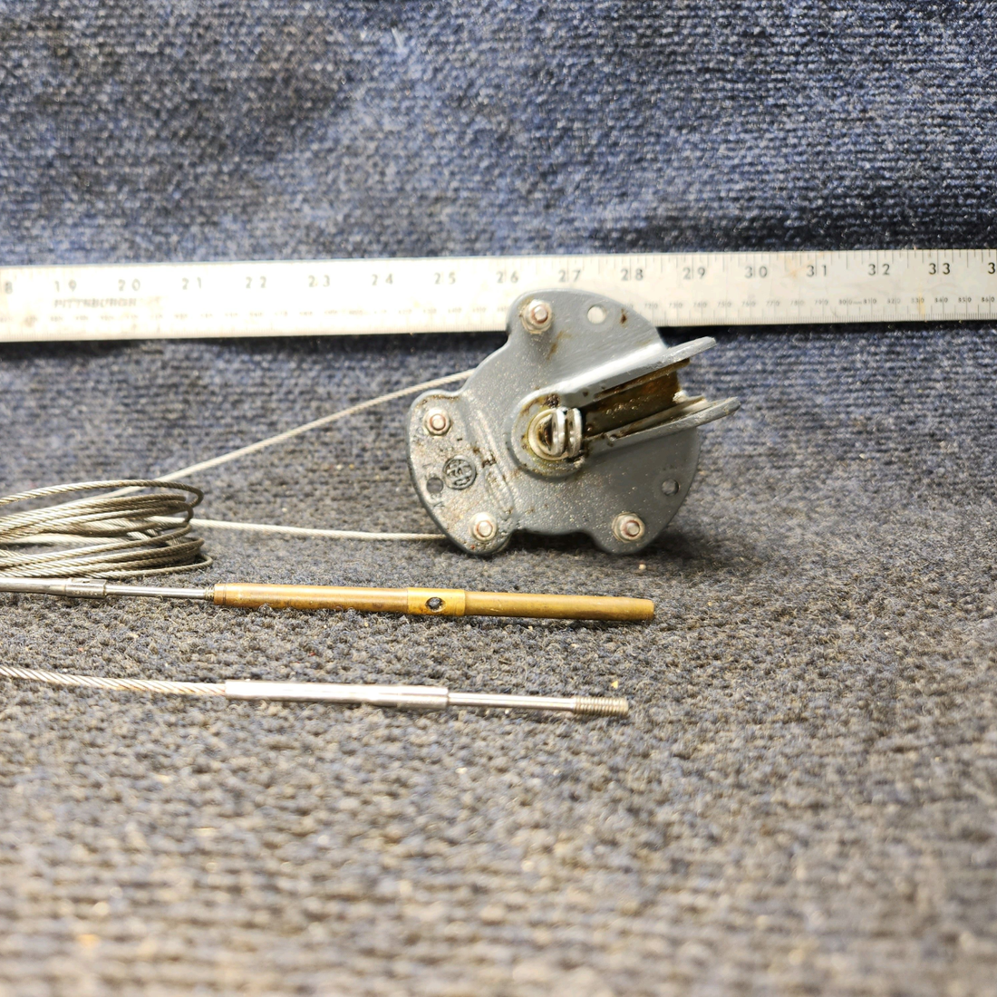 Used aircraft parts for sale, 35-524375 BEECHCRAFT F35 Elevator Trim Tab Actuator Housing & Cap with Cable