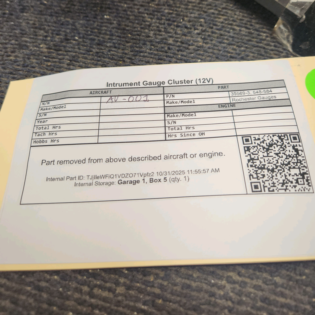 Used aircraft parts for sale, 548-584 Rochester Gauges Piper PA34-220T Intrument Gauge Cluster (12V)