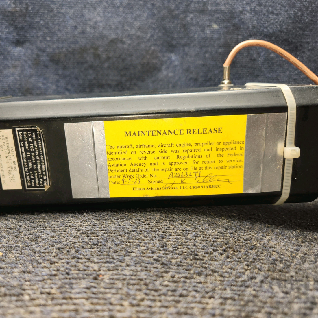 Used aircraft parts for sale, Narco Nav 122 Narco Nav 122 Piper PA28-140 Glideslope Indicator Receiver w/ Connectors