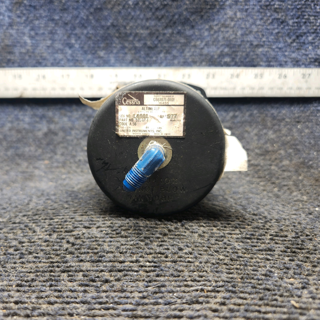 Used aircraft parts for sale, 5934P-1 United Instruments piper PA-28-181 Altimeter Indicator ( A.56)