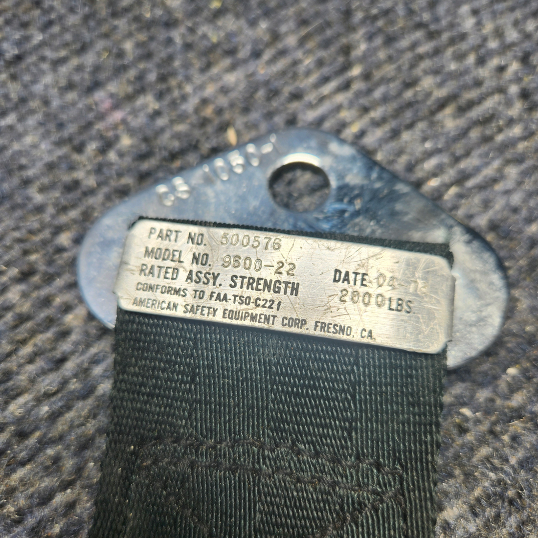 Used aircraft parts for sale, 500576 PIPER PA28-161 Warrior III SEAT BELT ASSY BLACK "SEE PHOTS FOR DETAILS"