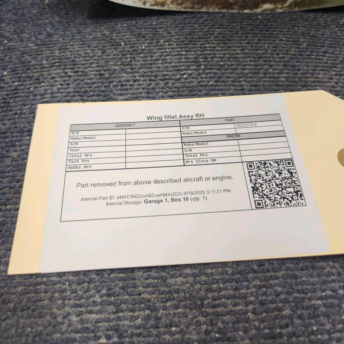 Used aircraft parts for sale, 0520015-6 Cessna 172RG Wing fillet Assy - RH