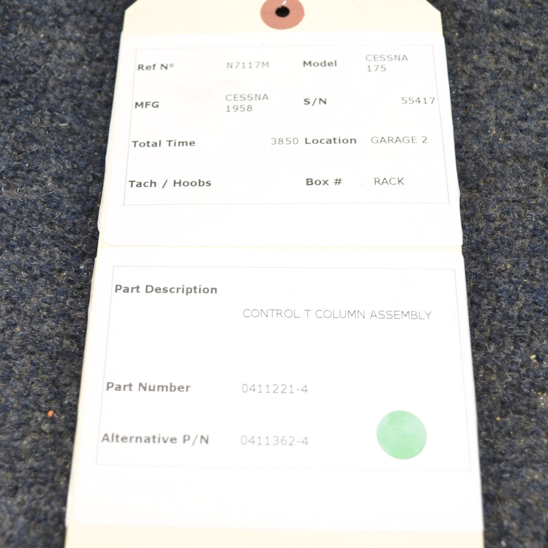 Used aircraft parts for sale, 0411221-4 Cessna C175 CONTROL T COLUMN ASSEMBLY