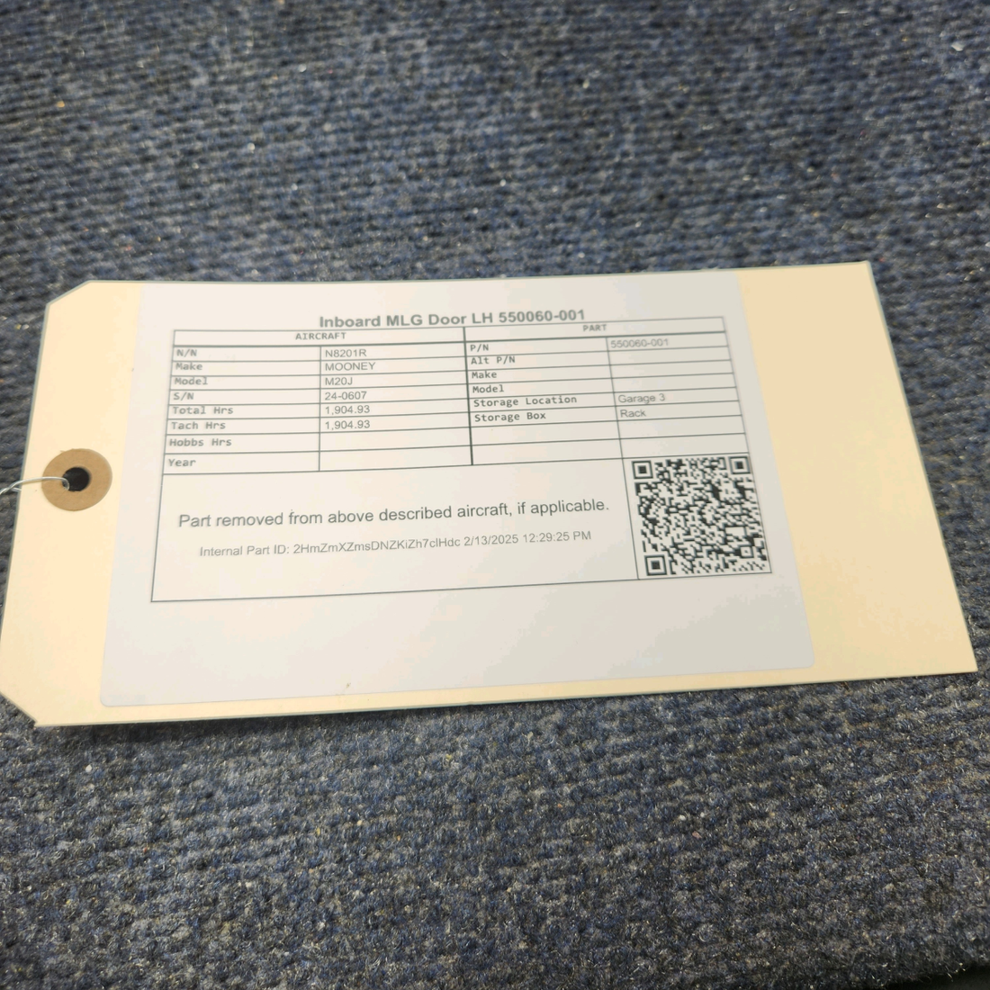 Used aircraft parts for sale, 550060-001 Mooney M20J INBOARD MLG DOOR LH