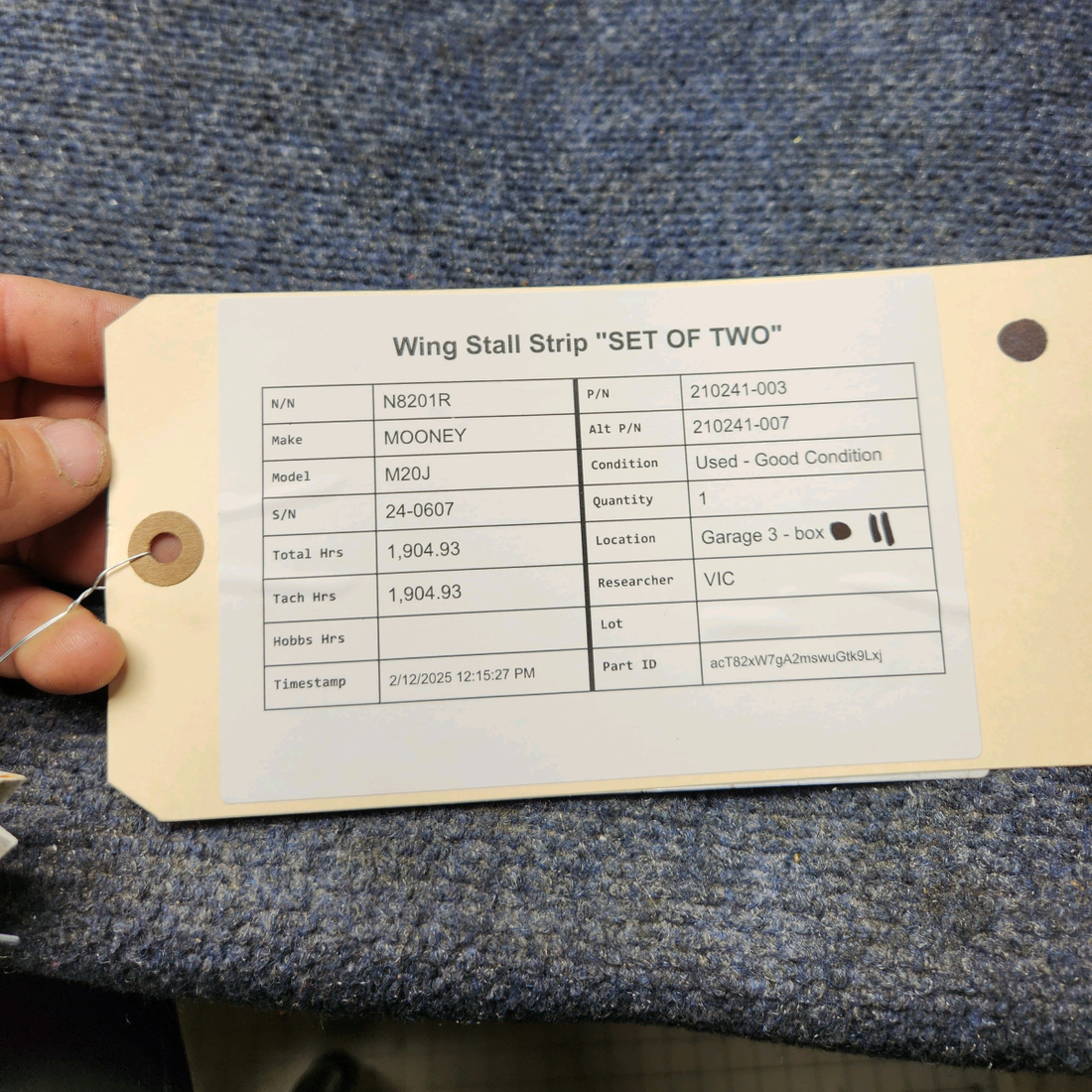 Used aircraft parts for sale, 210241-003 Mooney M20J WING STALL STRIP "SET OF TWO"