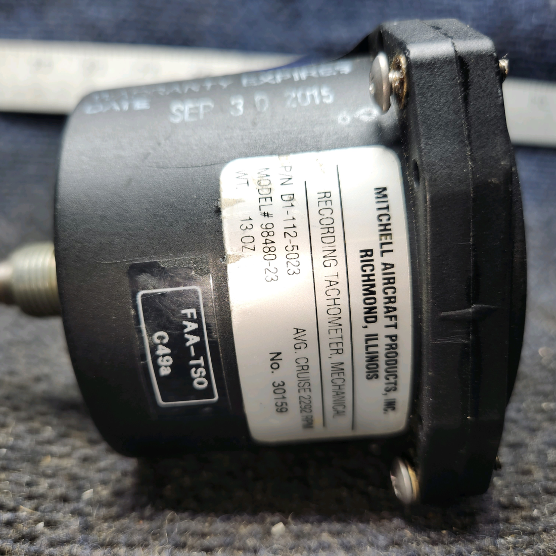 Used aircraft parts for sale, D1-112-5023 Mitchell Beechcraft 35-33 RPM Recording Tachometer