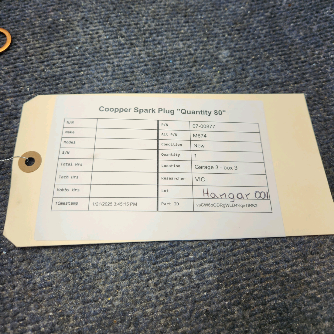 Used aircraft parts for sale, 07-00877 COOPPER SPARK PLUG "QUANTITY 80"