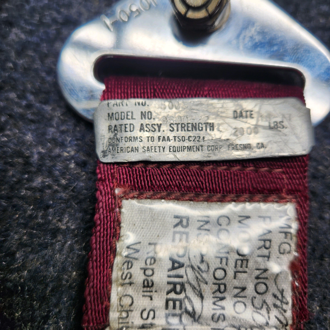 Used aircraft parts for sale, PS50039-4-3A Piper PA32RT-300 SEAT BELT ASSY CENTER