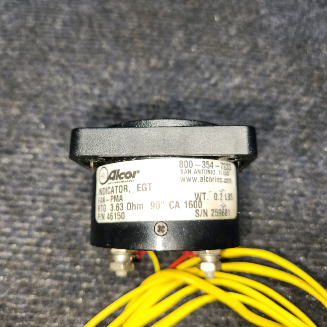 Used aircraft parts for sale, 46150 Beechcraft A24R Alcor EGT Indicator W/ Probe