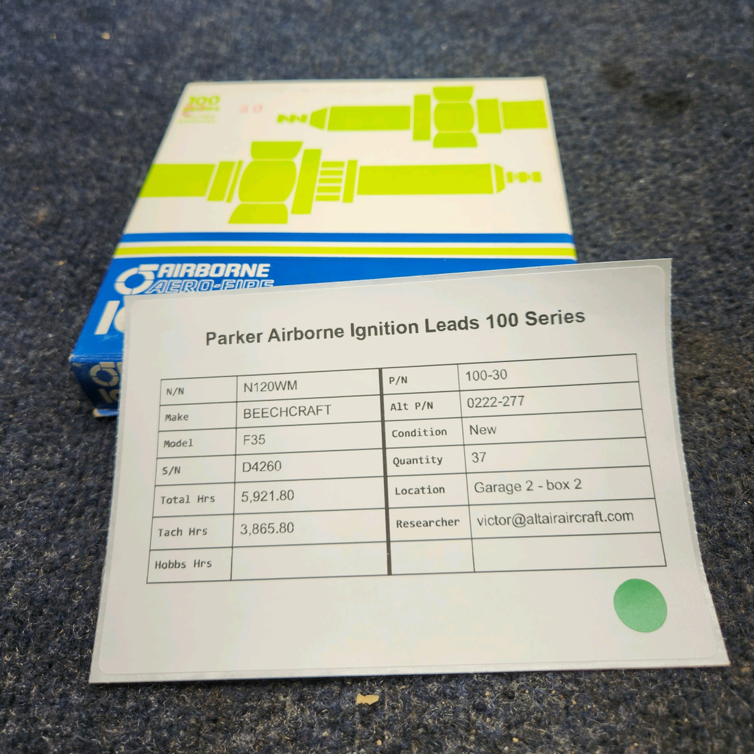 Used aircraft parts for sale, 100-30 BEECHCRAFT F35 PARKER AIRBORNE IGNITION LEADS 100 SERIES