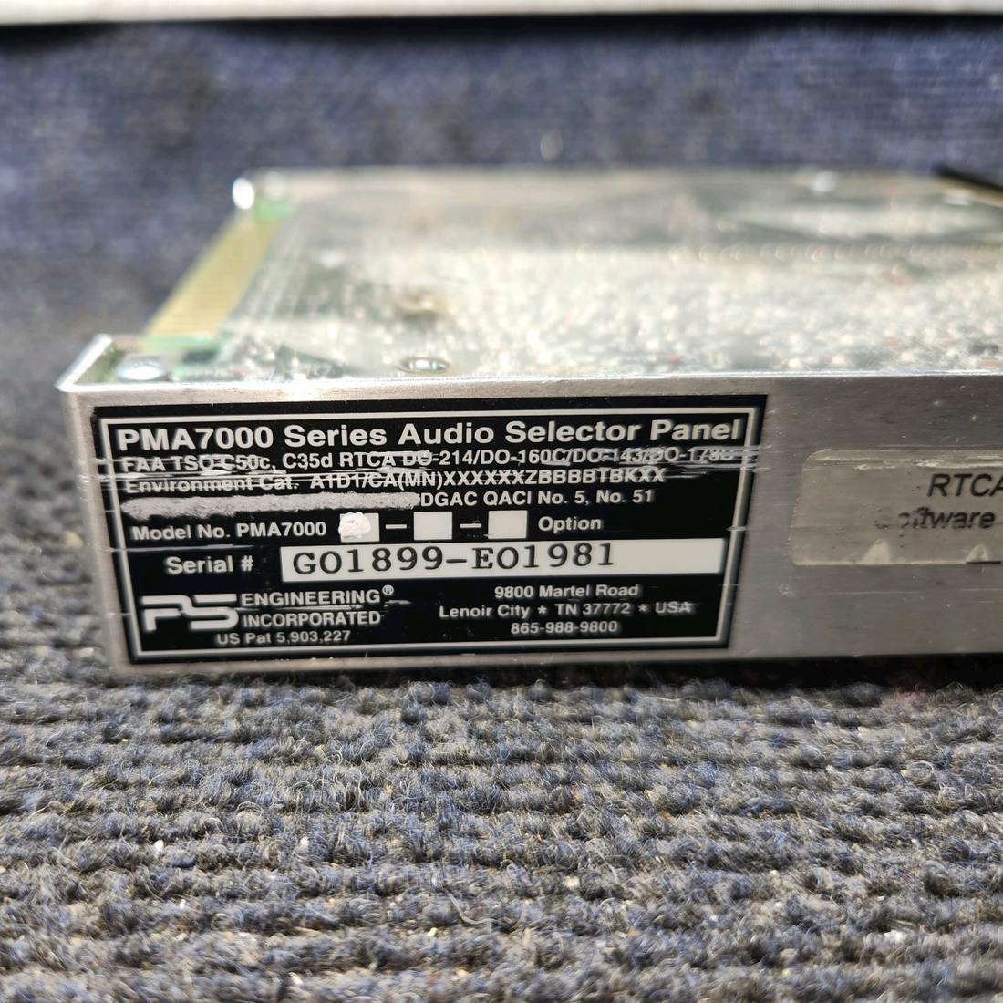 Used aircraft parts for sale, PMA7000 PS Engineering PMA7000M-S Piper PA28-161 Audio Panel with Tray and Connector