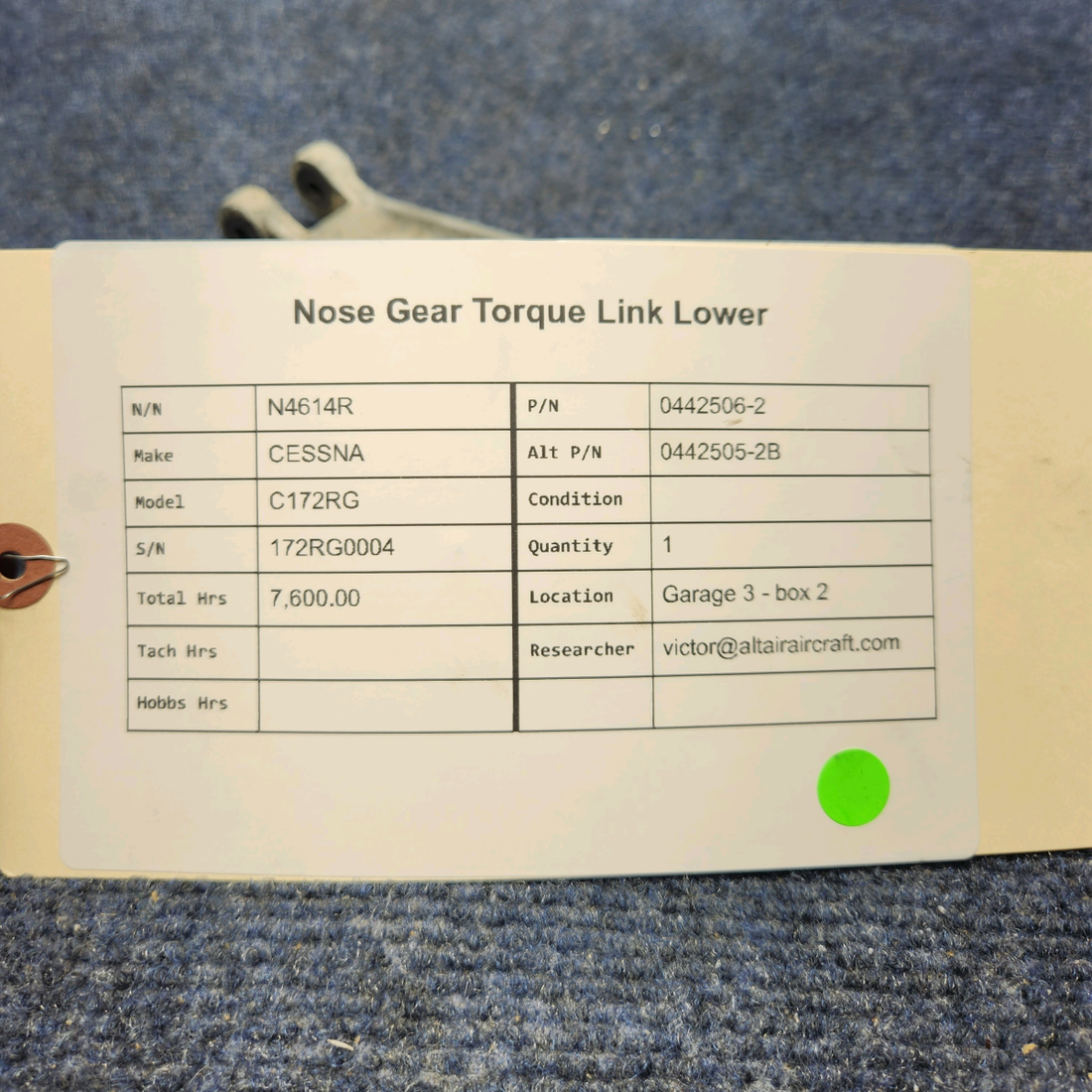 Used aircraft parts for sale, 0442506-2 CESSNA C172RG NOSE GEAR TORQUE LINK LOWER
