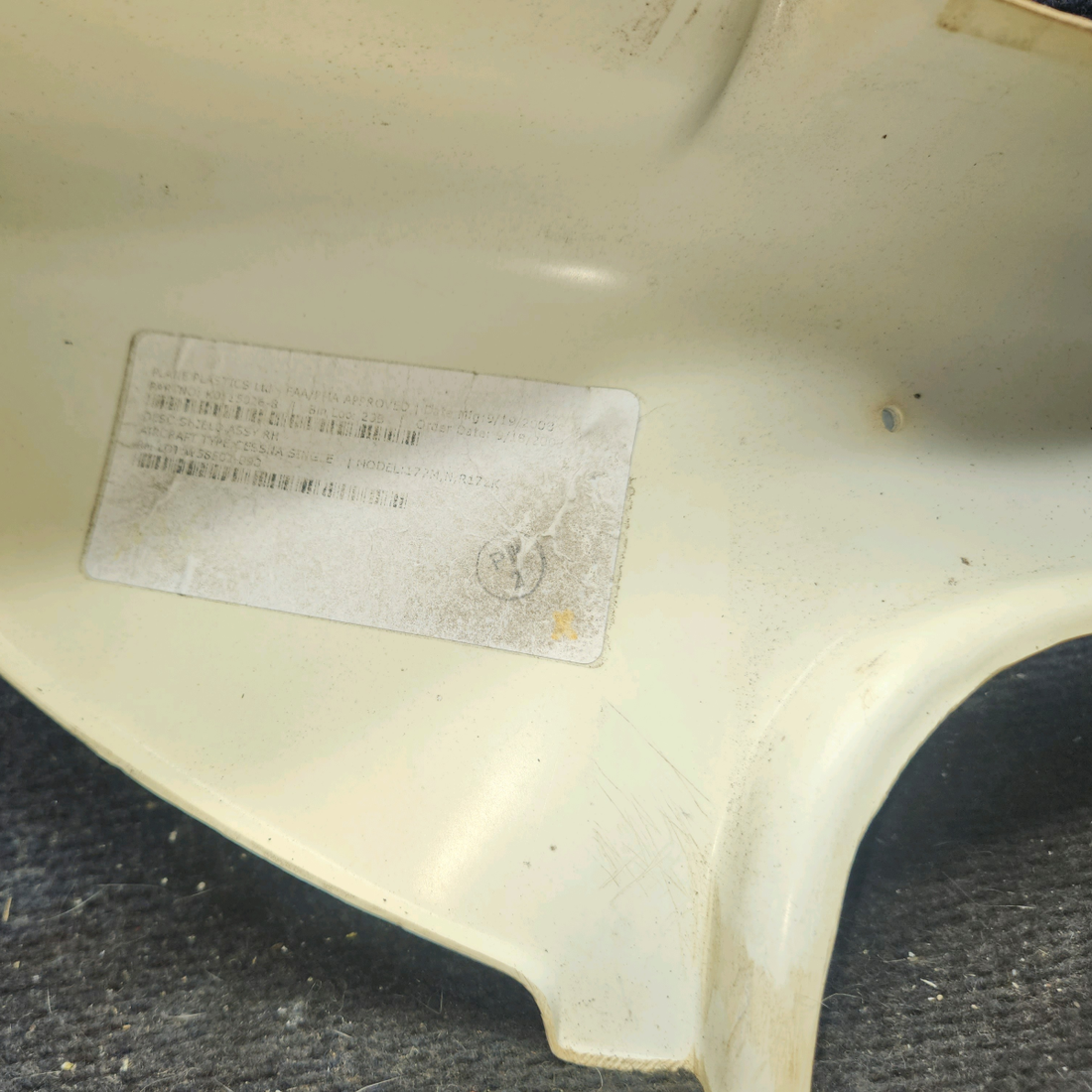 Used aircraft parts for sale, 0515026-6 cessna 172N Doorpost Shield Assembly - RH