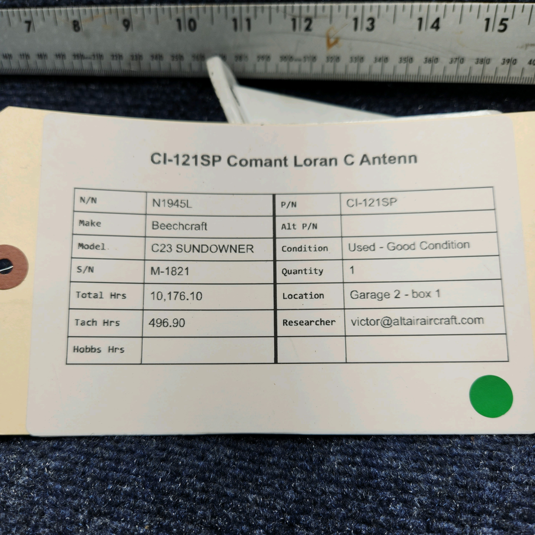 Used aircraft parts for sale, CI-121SP Comant Beechcraft C23 SUNDOWNER CI-121SP COMANT LORAN C ANTENNA