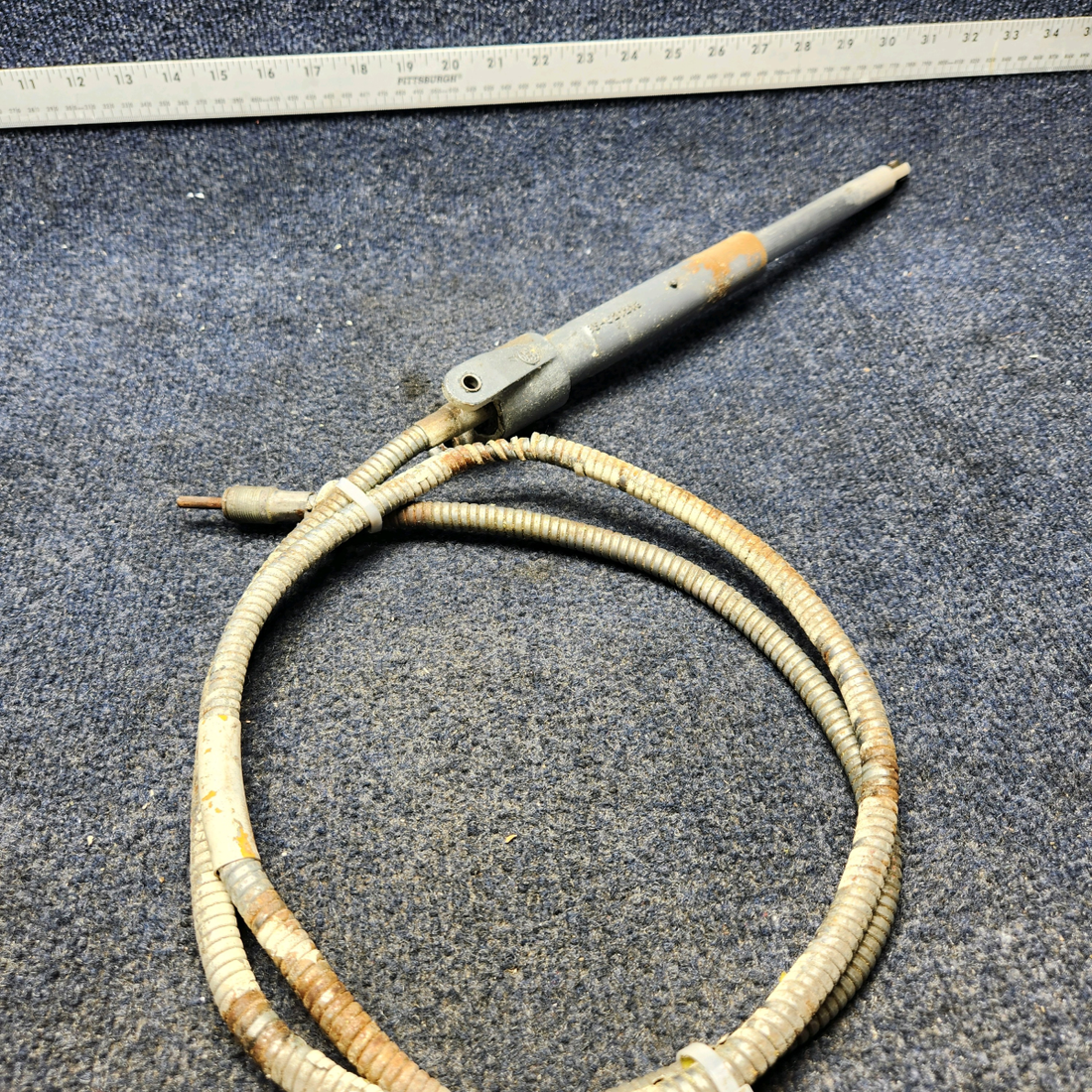 Used aircraft parts for sale, 35-521212 W/ 35-521212-10 BEECHCRAFT F35 FLAP ACTUATOR HOUSING W/ PISTON RH AND CABLE.