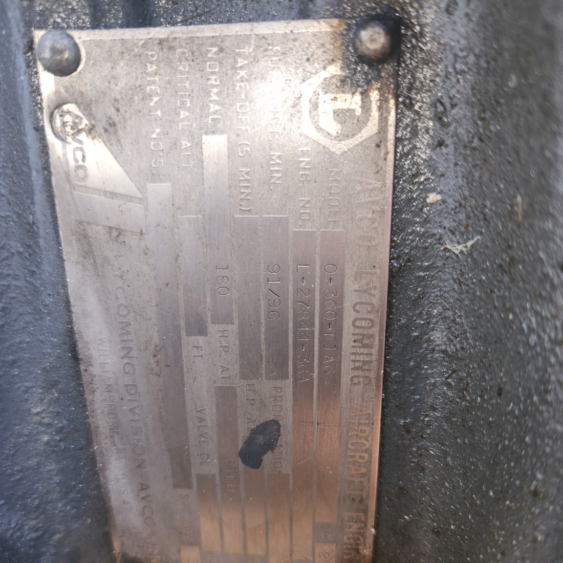 Used aircraft parts for sale, O-360-F1A6 Lycoming O-360 Cessna 172RG Aircraft Engine