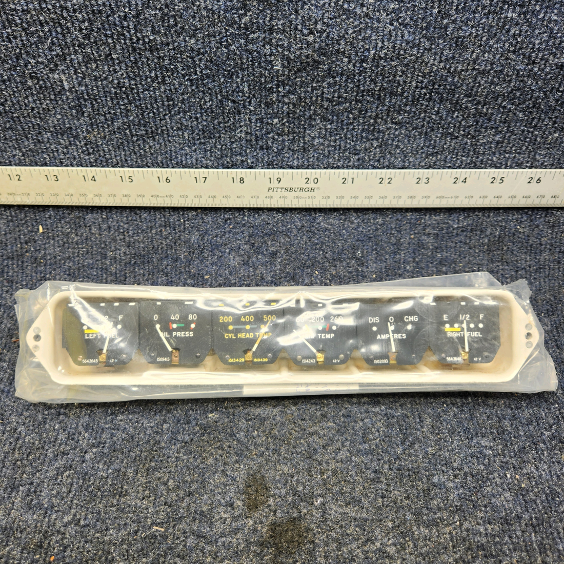 Used aircraft parts for sale, 35-324401-5 BEECHCRAFT F35 INSTRUMENT GAUGE CLUSTER (VOLTS: 12) PRICE PER EACH