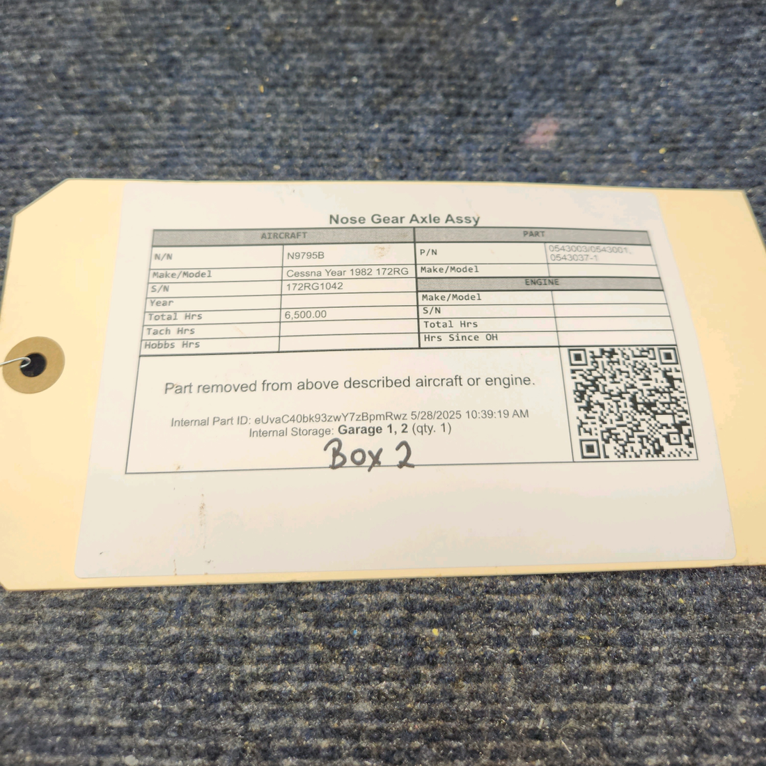 Used aircraft parts for sale, 0543003, 0543001, 0543037-1 Cessna 172RG Nose Gear Axle Assy