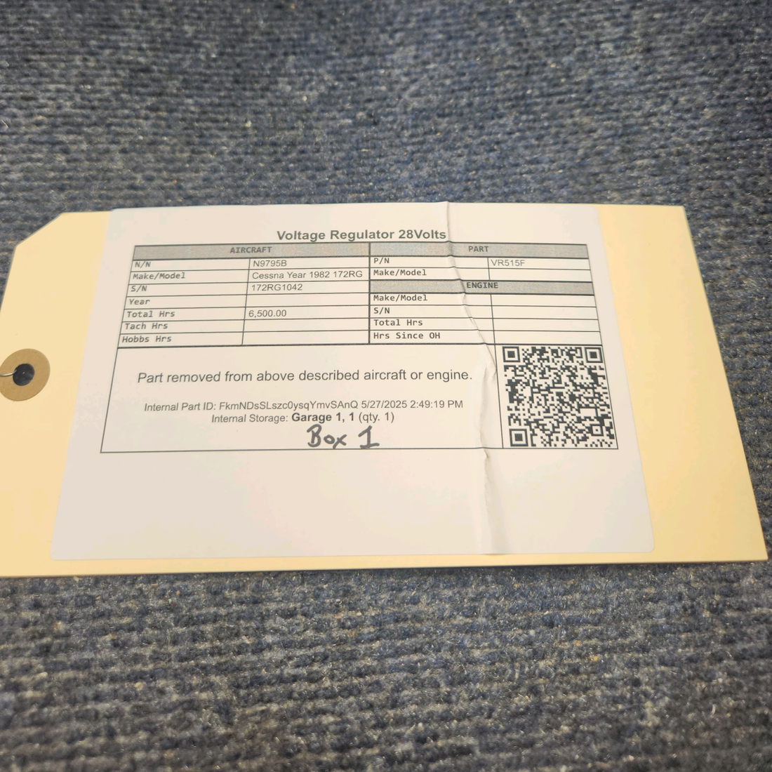 Used aircraft parts for sale, VR515F Cessna 172RG Voltage Regulator 28Volts