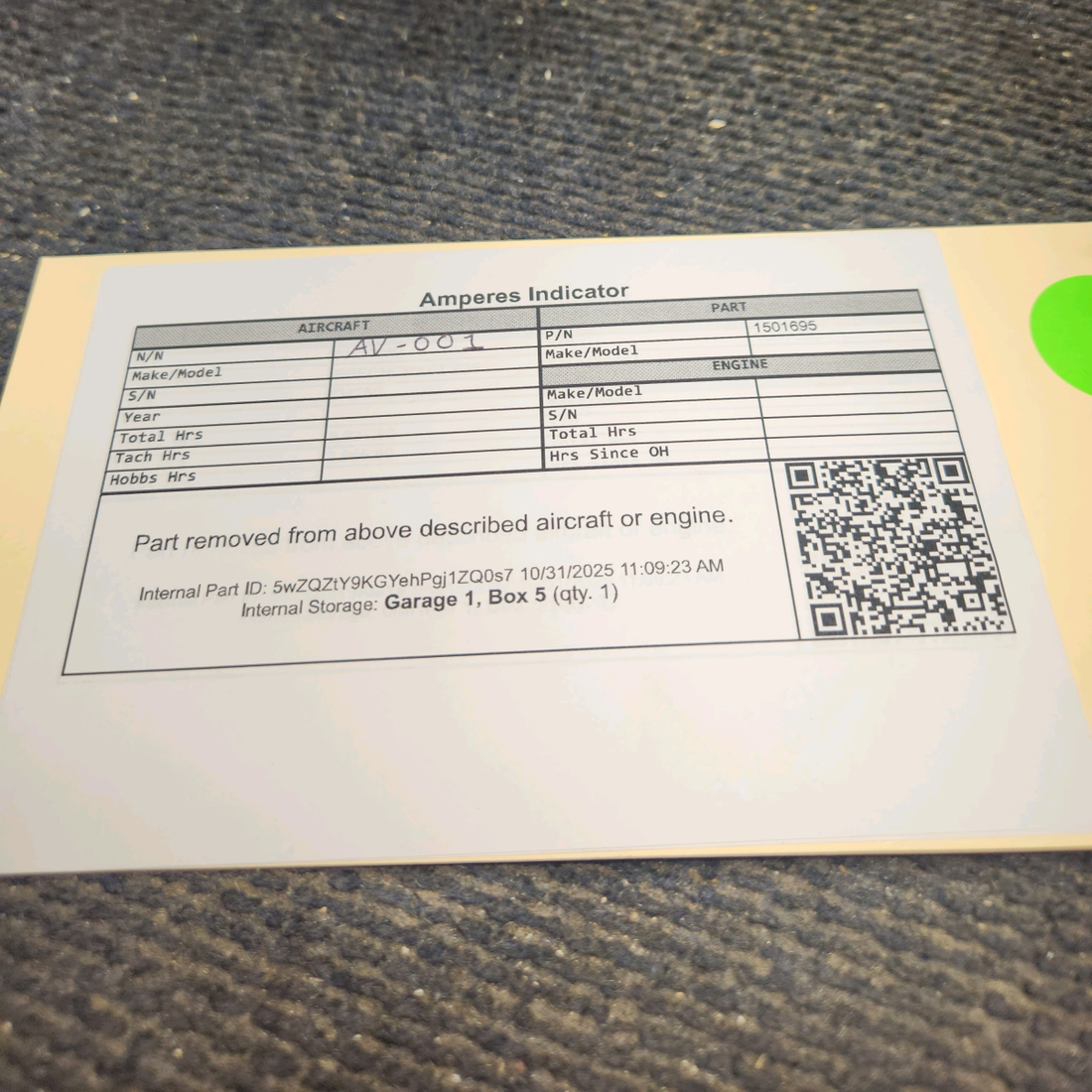 Used aircraft parts for sale, 1501695 Beechcraft C35 Amperes Indicator