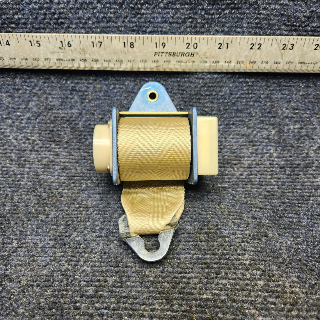Used aircraft parts for sale, 58-380071-1 America Safety Beechcraft F33A SEAT BELT REEL W/ BELT INERTIA REEL