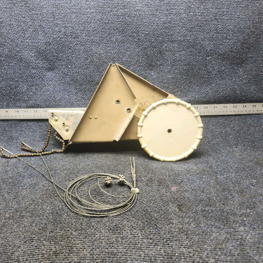 Used aircraft parts for sale, 169-524000-601 Beechcraft A23A Musketeer Custom III STABILATOR TAB CONTROL MECHANISM W/ CABLE