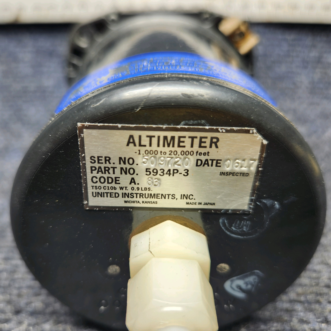 Used aircraft parts for sale, 5934P-3 United Instruments Beechcraft A24R Altimeter Indicator (Code: A.83)Manufactured Sep/17