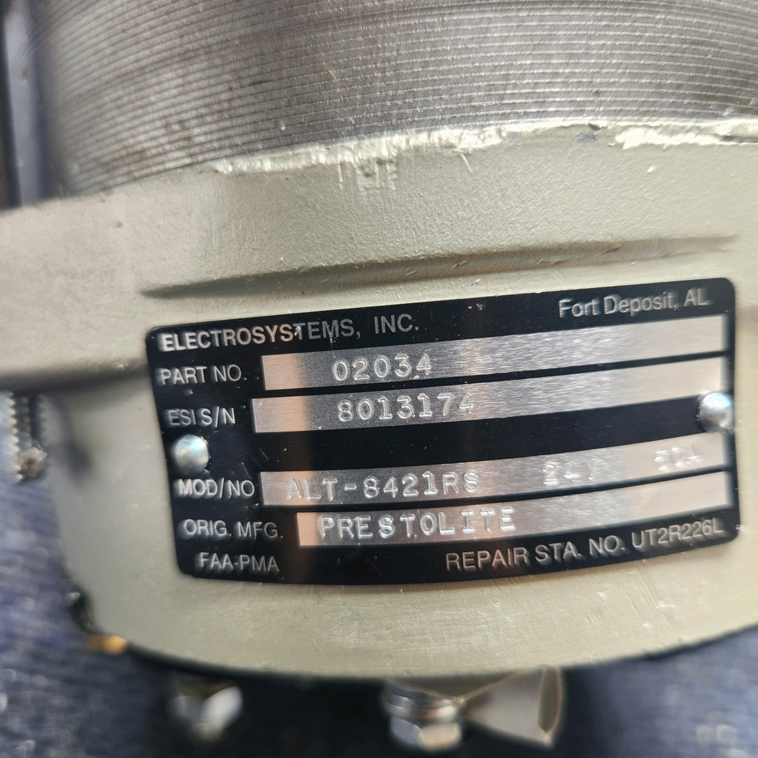 Used aircraft parts for sale, ALT-8521 Prestolite ALT-8421RS Alaternator Assy 24V / 50A