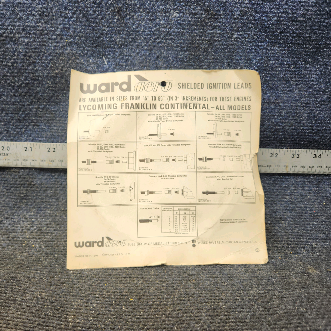 Used aircraft parts for sale, 100-39 Ward Aero 100 Series Continental, Lycoming Repair Kit for Ignition Leads