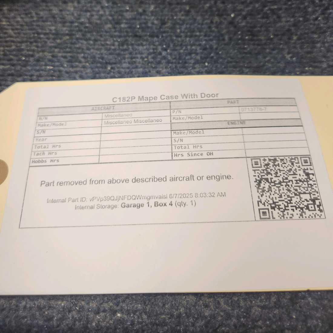 Used aircraft parts for sale, 0713778-7 Map Case With Door