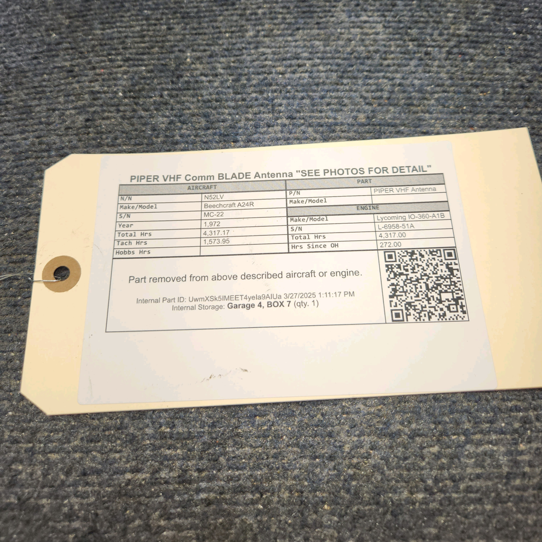 Used aircraft parts for sale, PIPER VHF Antenna Beechcraft A24R PIPER VHF Comm BLADE Antenna "SEE PHOTOS FOR DETAIL"