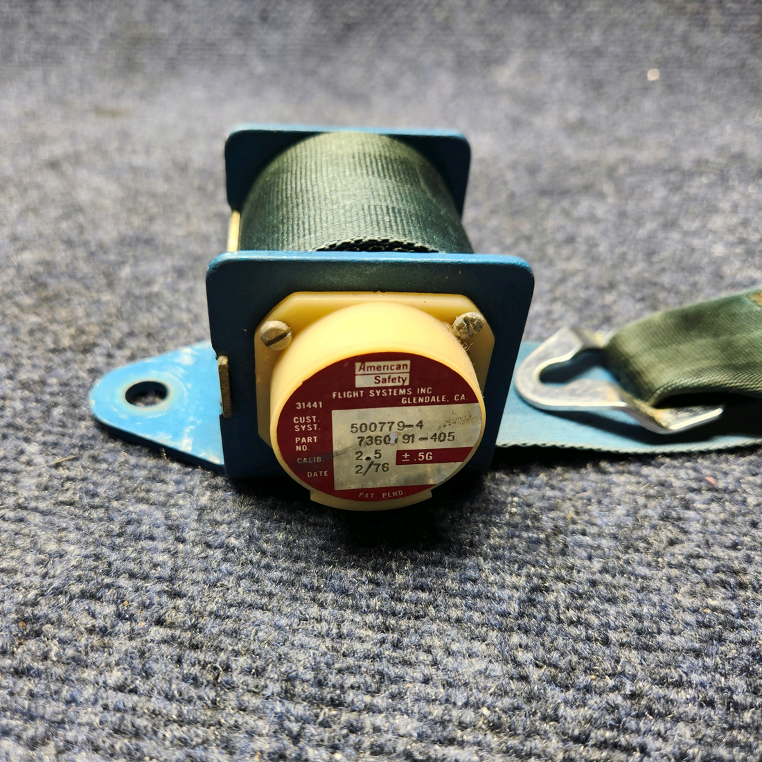 Used aircraft parts for sale, 7360191-405 America Safety Beechcraft C23 SUNDOWNER INERTIA REEL SEATBELT ASSY
