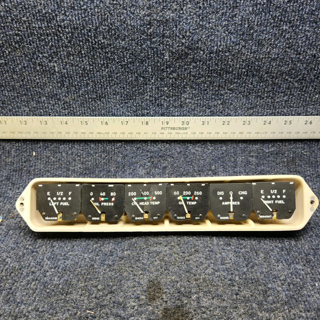 Used aircraft parts for sale, 35-324401-5 BEECHCRAFT F35 INSTRUMENT GAUGE CLUSTER (VOLTS: 12) PRICE PER EACH