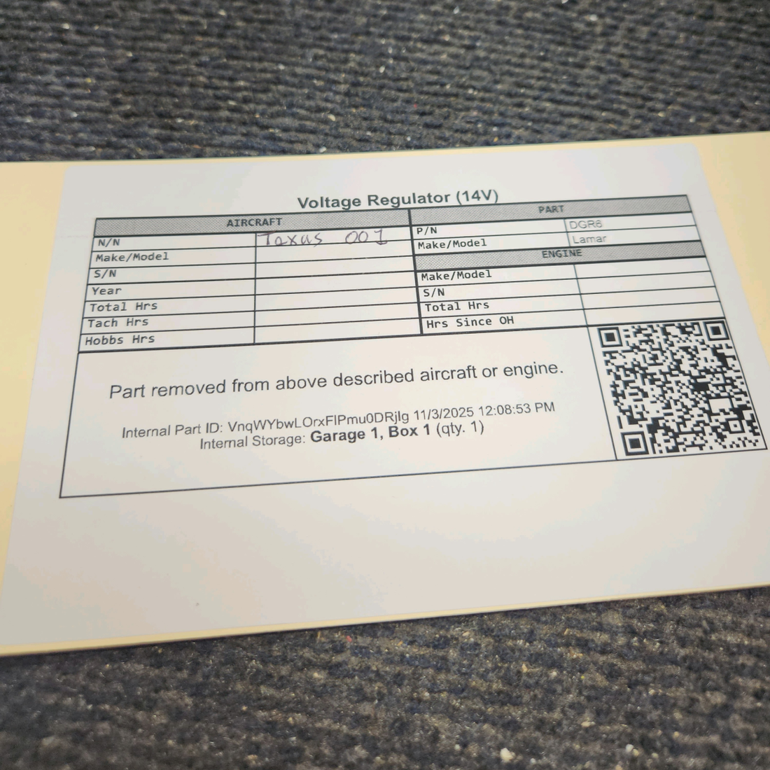 Used aircraft parts for sale, DGR6 Lamar Voltage Regulator (14V)