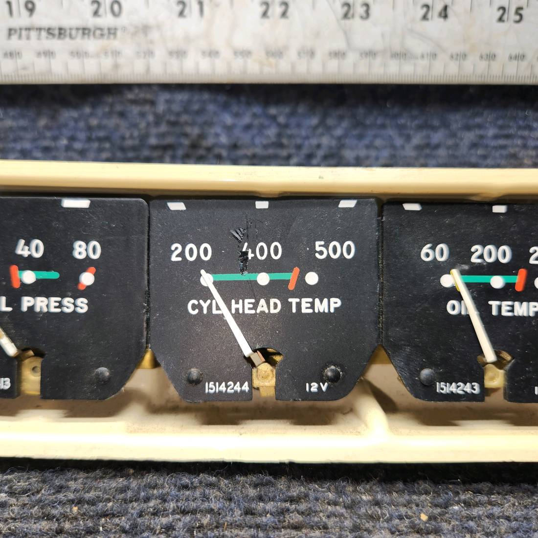 Used aircraft parts for sale, 35-324401-5 Beechcraft 35-B33 Instrument Gauge Cluster (Volts: 12)