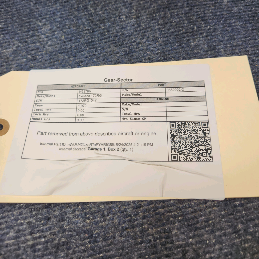 Used aircraft parts for sale, 9882002-2 Cessna 172RG Selector Gear - Price per Each