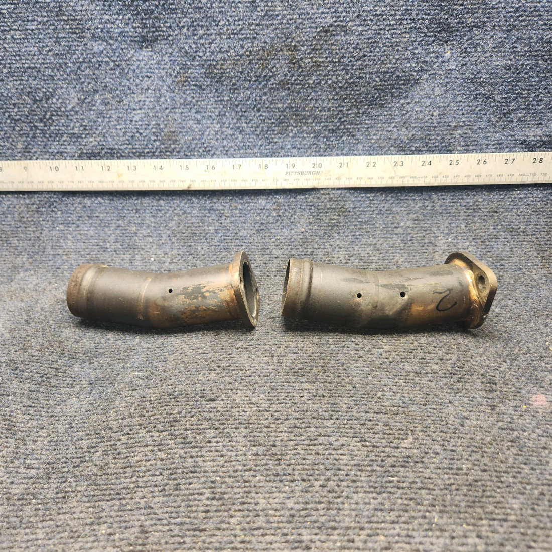 Used aircraft parts for sale, 099001-132 Beechcraft A24R Bent Exhaust Riser with Probe Hole
