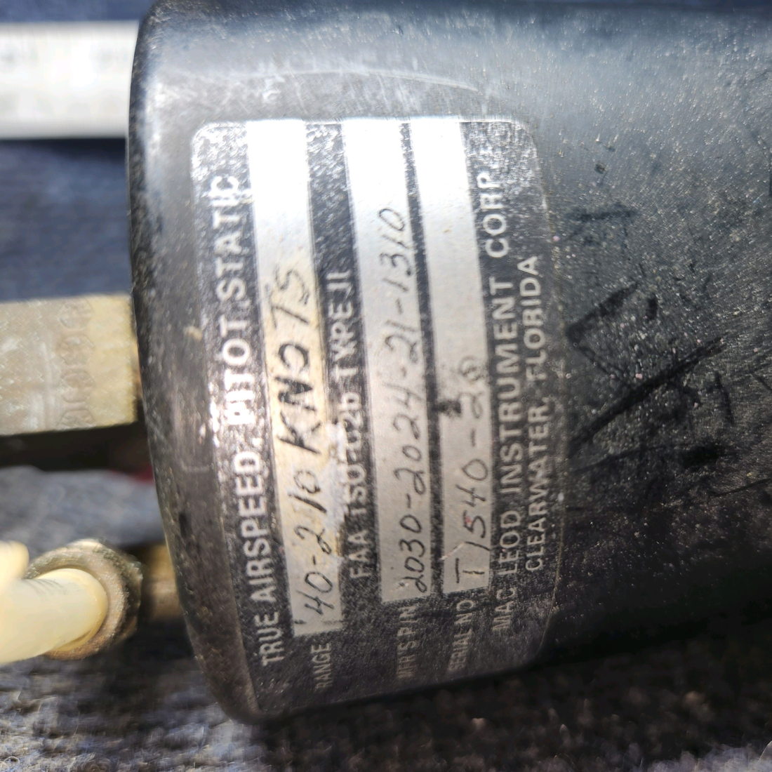 Used aircraft parts for sale, 820308-511 2024-21-1910 Mac Leod Instruments Mooney M20J Airspeed Indicator