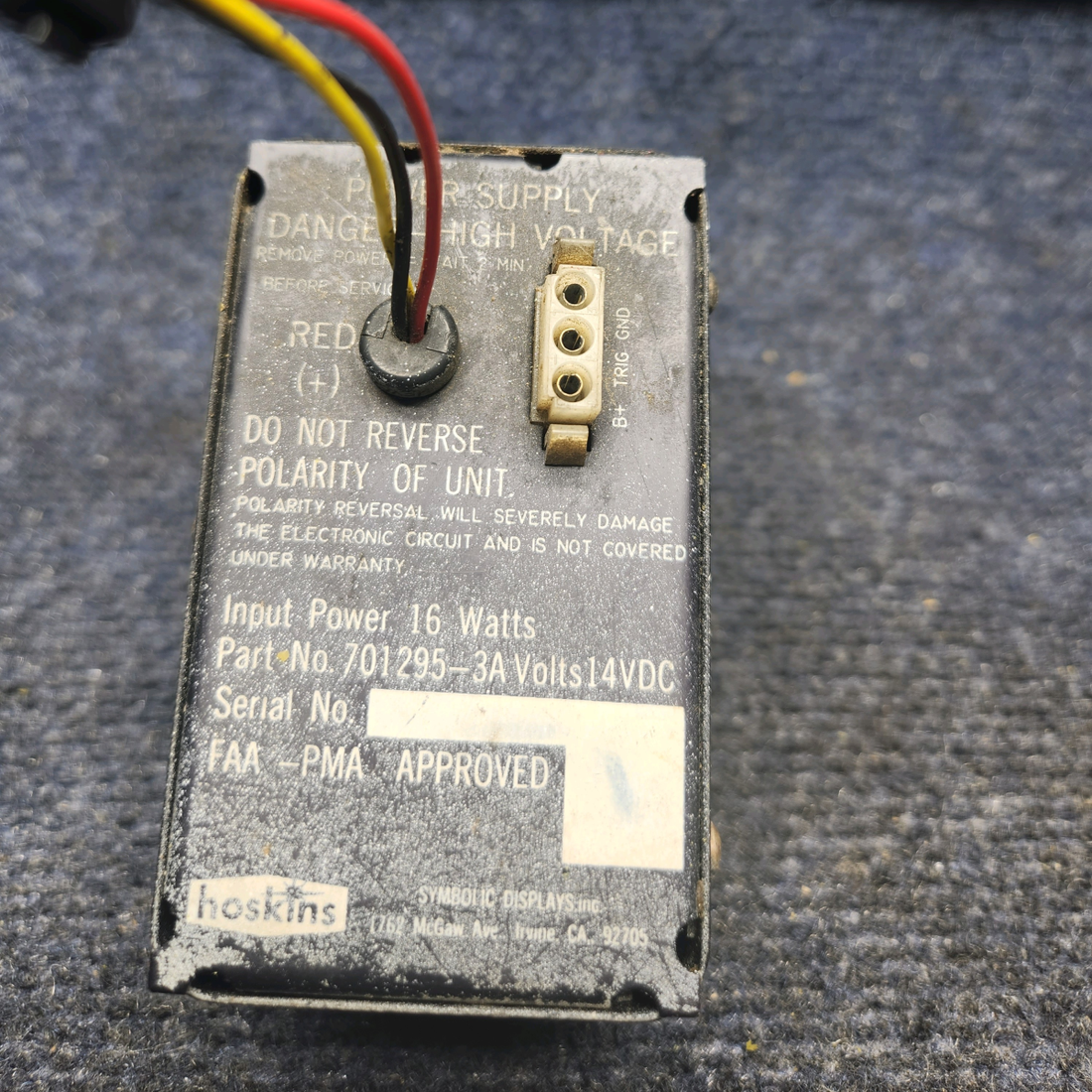 Used aircraft parts for sale, 701295-3A Hoskins Mooney M20K STROBE LIGHT POWER SUPPLY (VOLTS: 14)