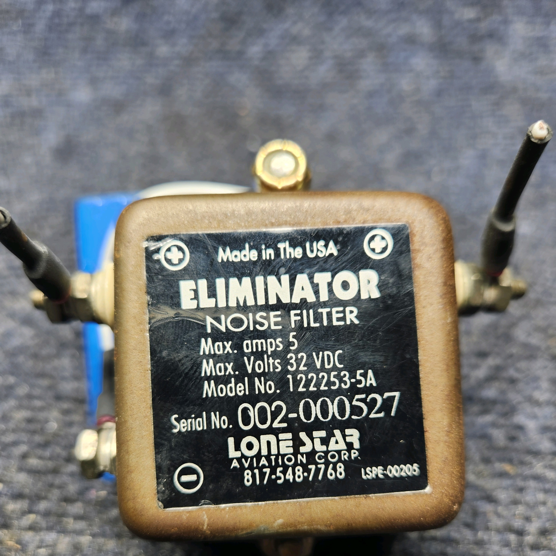 Used aircraft parts for sale, 122253-5A PIPER PA28-161 Warrior III NOISE FILTER ELIMINATOR 32V