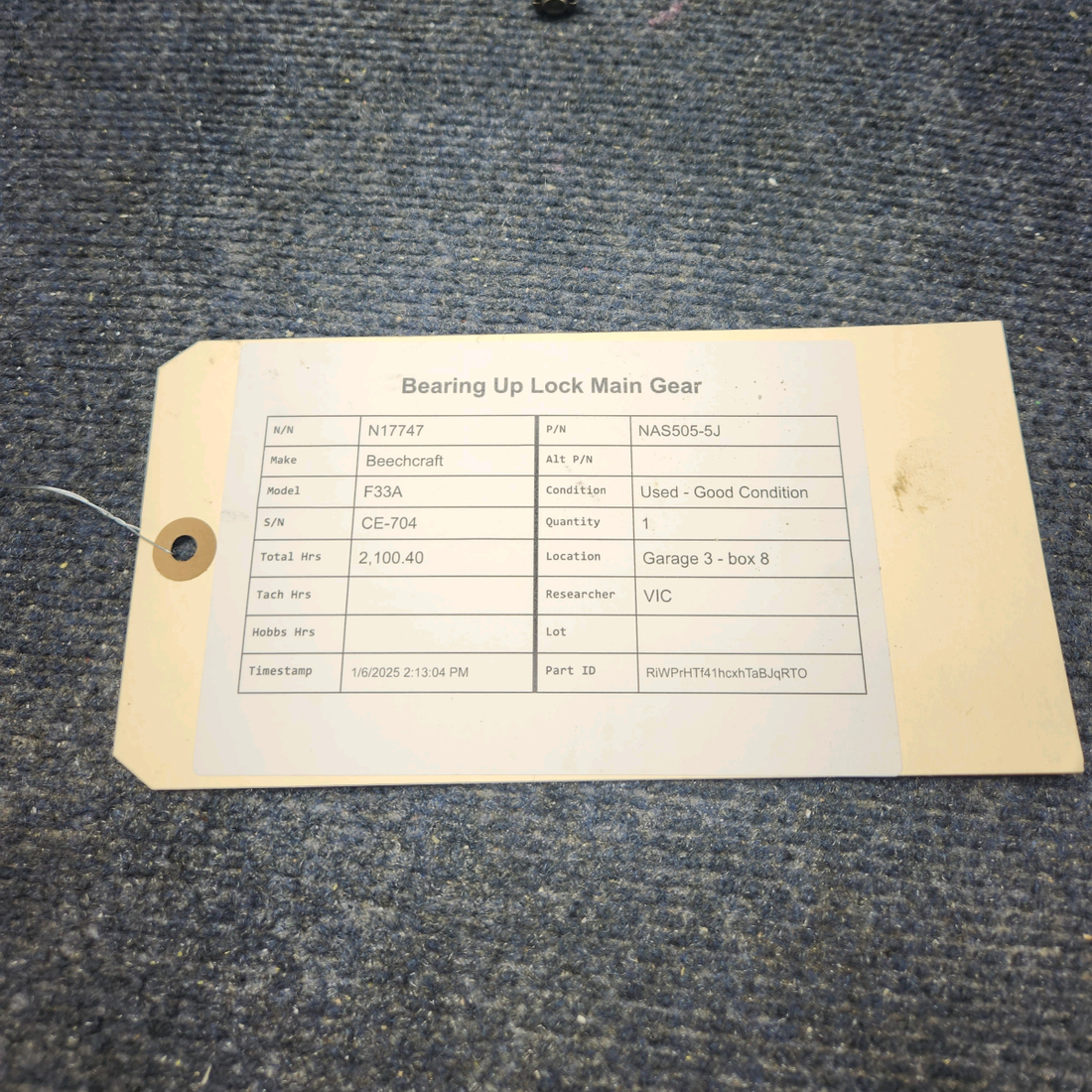 Used aircraft parts for sale, NAS505-5J Beechcraft F33A BEARING UP LOCK MAIN GEAR