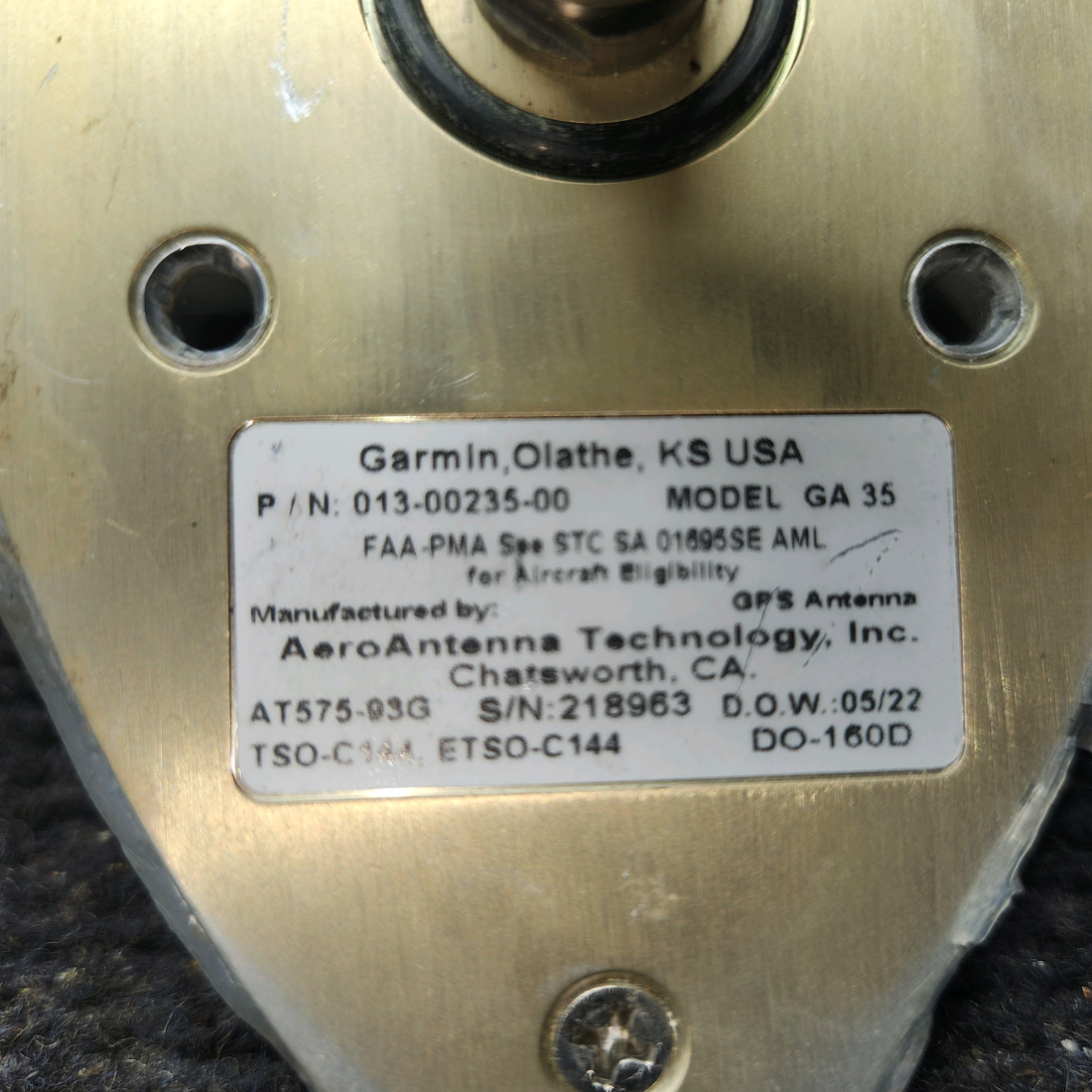 Used aircraft parts for sale, 013-00235-00 Garmin GA-35 Cessna 172E GPS WAAS Antenna