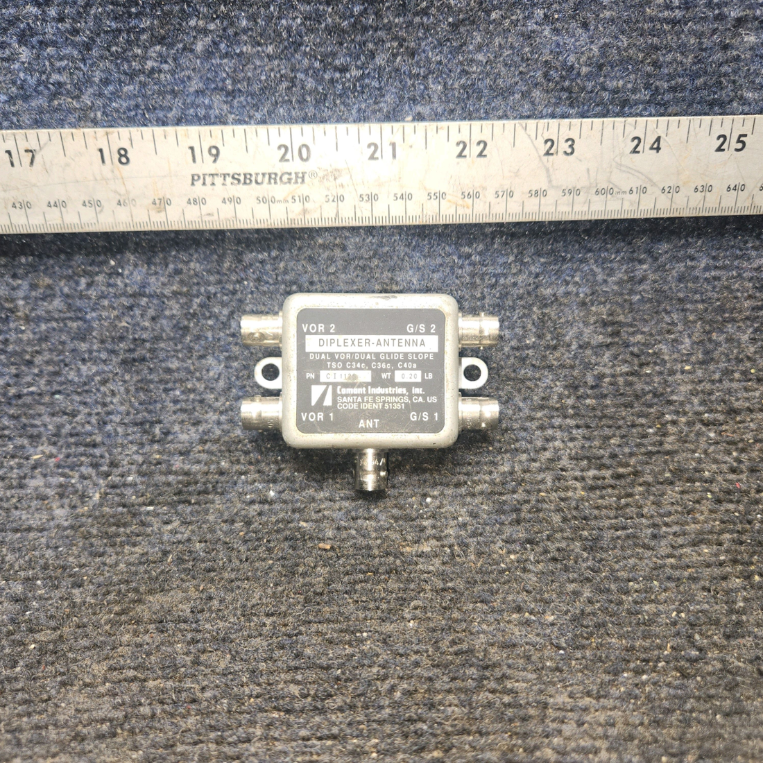 Used aircraft parts for sale, CII-1125 Comant Industries Piper PA28-RT200 Dual VOR/ Dual Glide Slope Diplexer